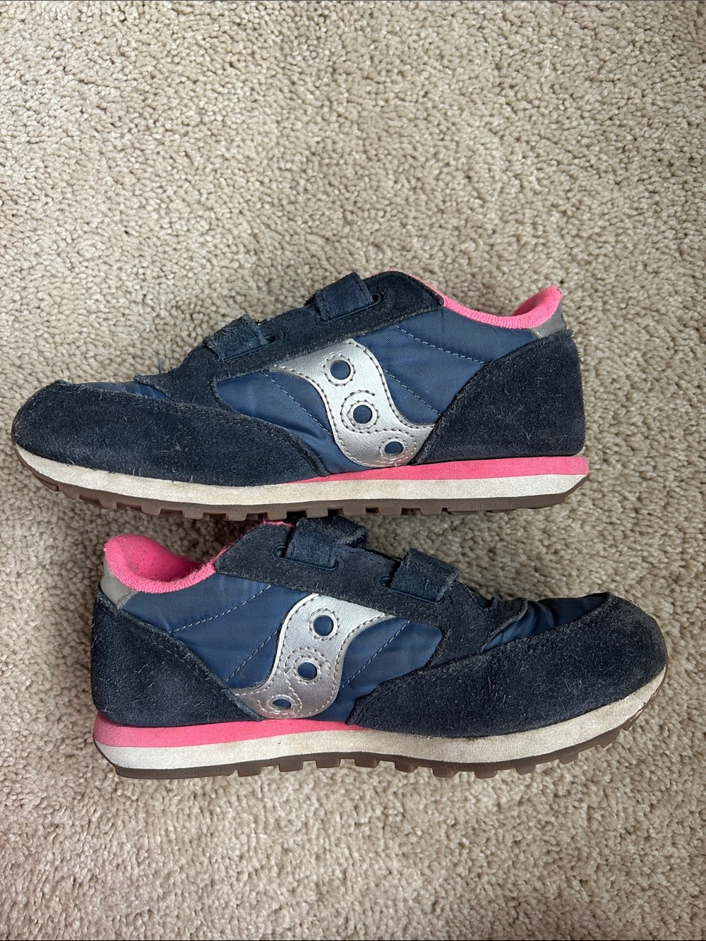 Saucony Jazz Navy and Pink Velcro Sneakers, 1